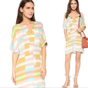 Mara Hoffman Pastel Plaid Striped Mini Short Sleeve Dress | Size S
